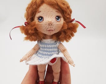 Miniature crochet frame doll, collectible toy not for play