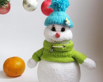 Christmas Crochet snowman, Holiday Christmas gift, New Year decor
