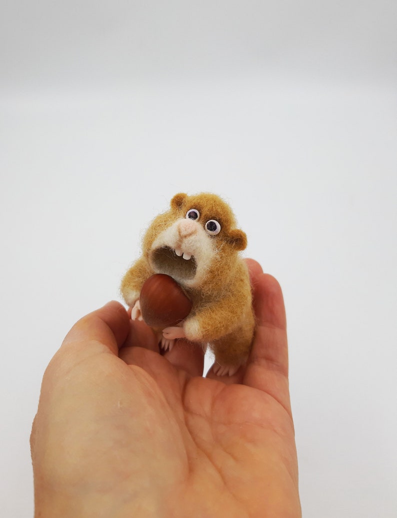 collectible Needle Felted hamster artist wool miniature felt animal wool sculpture felted toy felted orange hamster