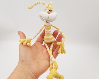 Crochet hare, knit bunny, Miniature, soft rabbit stuffed, amigurumi bunny, crazy hare, Spring Decor