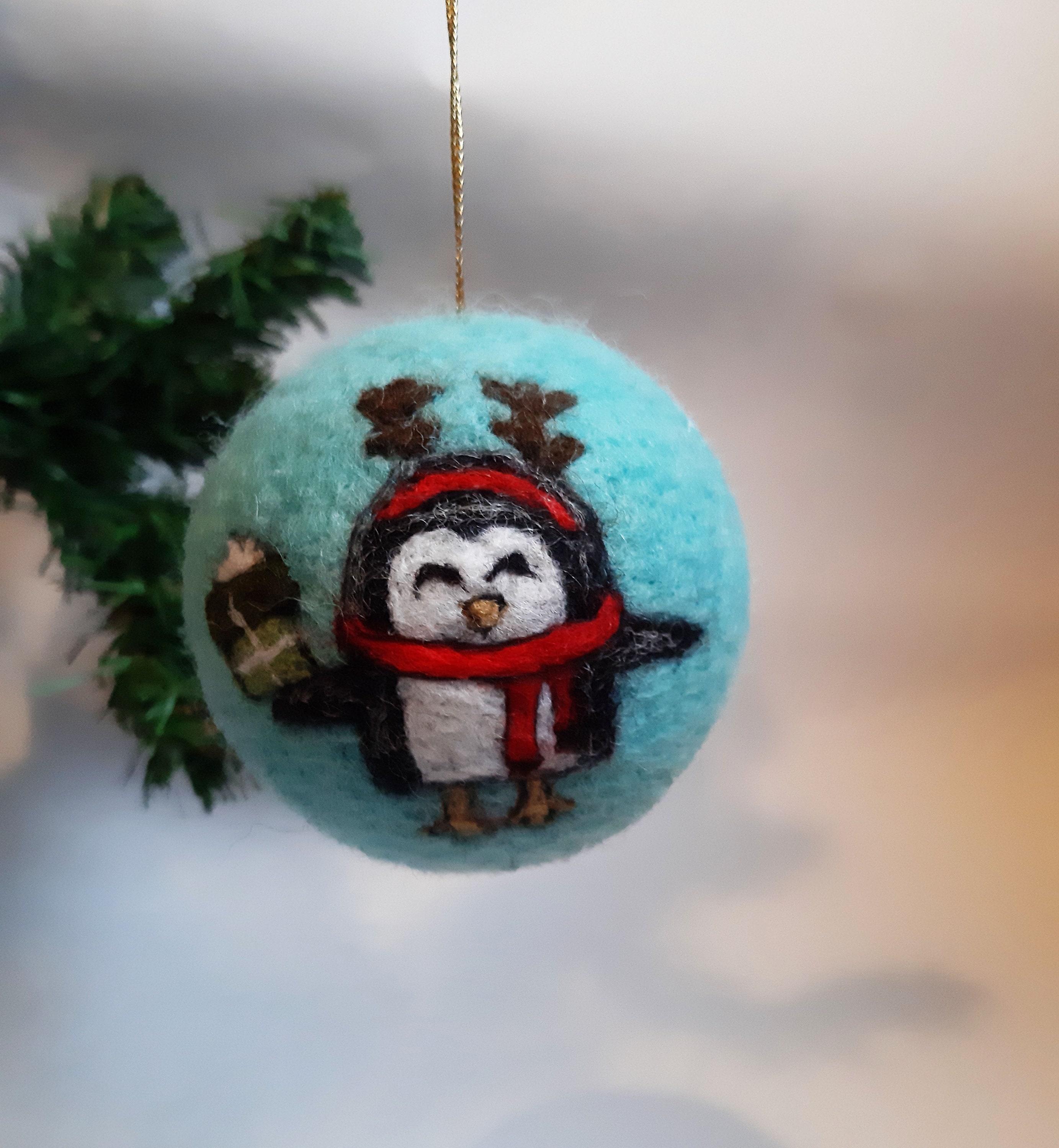 Needle felted ball Christmas ornament 3D effect Christmas Etsy