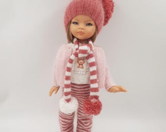 Outfit for Paola Reina, Knitted Dolls clothes, set of 5 items, doll 13 in