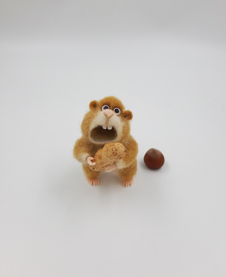 collectible Needle Felted hamster artist wool miniature felt animal wool sculpture felted toy felted orange hamster