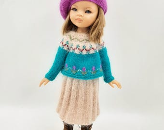 Outfit for Paola Reina, Knitted Dolls clothes, doll 13 in