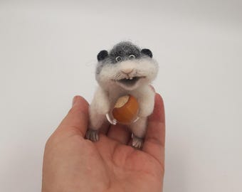 gefilzter Miniatur Hamster, Wollskulptur, Sammlerstück