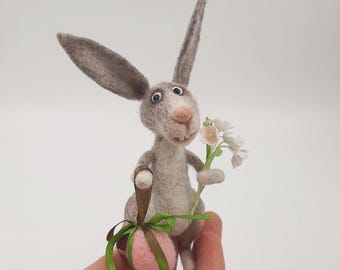 Miniature Needle Felted Easter bunny, Hare, rabbit