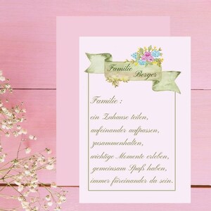 Personalisierte Karte mit Familienname ,  Grußkarte, Hochzeit , Familien, Jubiläum , Hochzeitstag , Gr. 18x13 cm + Umschlag.  Auf Bestellung