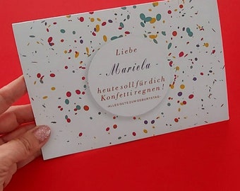 Tarjeta de cumpleaños personalizada, tarjeta plegable, personalizable con tamaño de nombre. aproximadamente B6, aproximadamente 17 x 12 cm, con sobre. Ordenar.