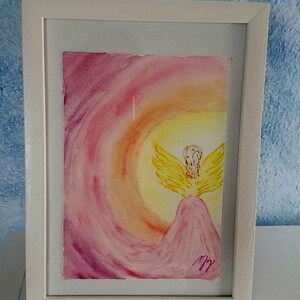 Engelbild, Engel 3, Engel Bild, Schutzengel, Aquarellmalerei, Poster, hochwertige Druck, Gr. A4 ca. 21,0 cm x 29,7 cm cm. Auf Bestellung