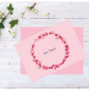 tarjeta de felicitación personalizada, cumpleaños, boda, San Valentín, flores de acuarela, con tus propios textos, tamaño. aprox. 18 x 13 cm con sobre