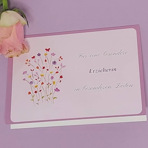 Erzieherin Geschenk, Abschluss Kindergarten, Klappkarte, Innenteil blanko, Gr. ca. 10x14 cm. hochwertige Druck, Versandfertig.