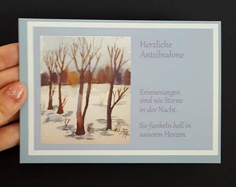 Abschied, Trauer, Beileid,  Abschiedskarte, Beileidskarte, Gr.  ca. 14x10 cm mit passendem Umschlag, deutscher Text. Versandfertig.