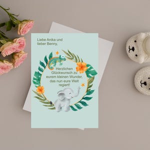 Tarjeta para nacimiento, tarjeta de felicitación personalizable, para nacimiento, felicitación de nacimiento, bautizo, niño, niña, tamaño. B6 con sobre. Hecho a pedido