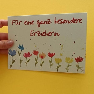 Kindergarten Abschied, Karte, Geschenk Erzieherin, Klappkarte Gr. ca. 13 x 18 cm mit Umschlag, Innenteil blanko. Versandfertig
