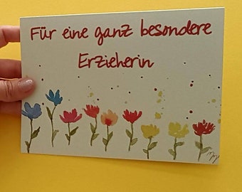 Kindergarten Abschied, Karte, Geschenk Erzieherin, Klappkarte Gr. ca. 13 x 18 cm mit Umschlag, Innenteil blanko. Versandfertig