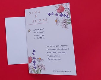 Personalizable greeting card, wedding, birthday, retirement, etc., with your own text, unique, size B6 with envelope. To order