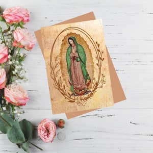 Virgen de Guadalupe, Virgen de Guadalupe, 12 de diciembre, tamaño de tarjeta de felicitación aproximadamente 17 x 12 cm, interior en blanco, papel de alta calidad Listo para enviar