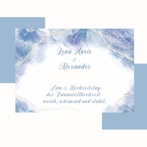 Personalisierbare Hochzeitskarte "Baumwollhochzeit", 2. Hochzeitstag, Karte Personalisierbar mit Namen, Jahrestag, Gr. B6. Auf Bestellung