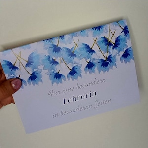 Regalo de despedida para un profesor, tarjeta de graduación, para un profesor especial, tamaño aprox. 18 x 13 cm, texto en alemán. Listo para enviar.