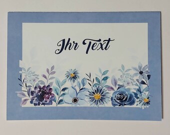 Personalizable greeting card, birthday, wedding, retirement, etc. Watercolor flowers, with your own texts, unique, size B6 with envelope