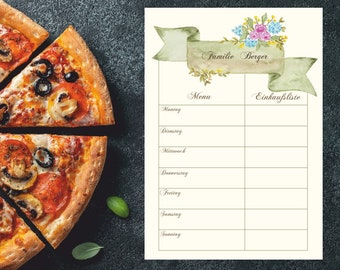 Personalized menu card with family name, laminated with foil, gift wedding, birthday, moving, size. A4. To order