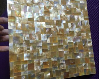 22 PCS 2mm Thickness Gold Lip Shell Mosaic Mother Of Pearl Kitchen Wall Tile Backsplash MOPSL076