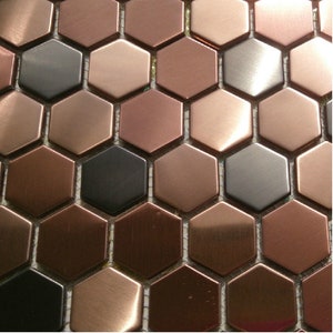 Hexagon metal mosaic wall tiles backsplash SMMT055 copper bronze black stainless steel metallic mosaic tiles backsplash