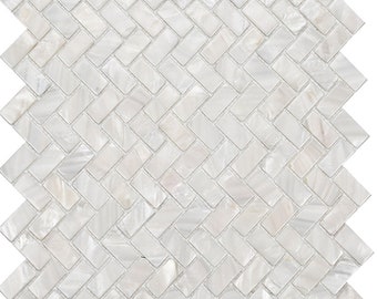 Handmade Herringbone White Mother of Pearl Shell Mosaic Kitchen Backsplash Tiles MOP123