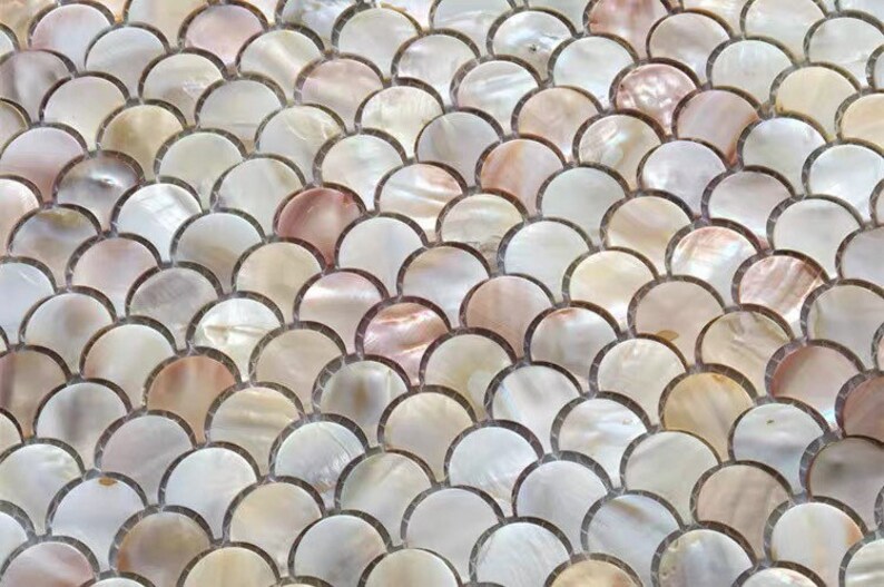 Fish Scale Shell Mosaic Tile Natural White Mother of Pearl Etsy
