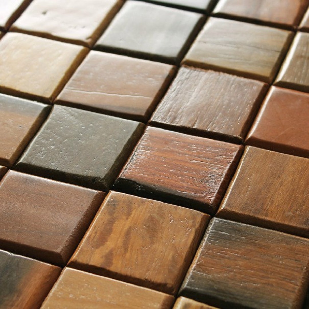 Natural Wood Mosaic Tile Rustic Wood Wall Tiles NWMT016 - Etsy