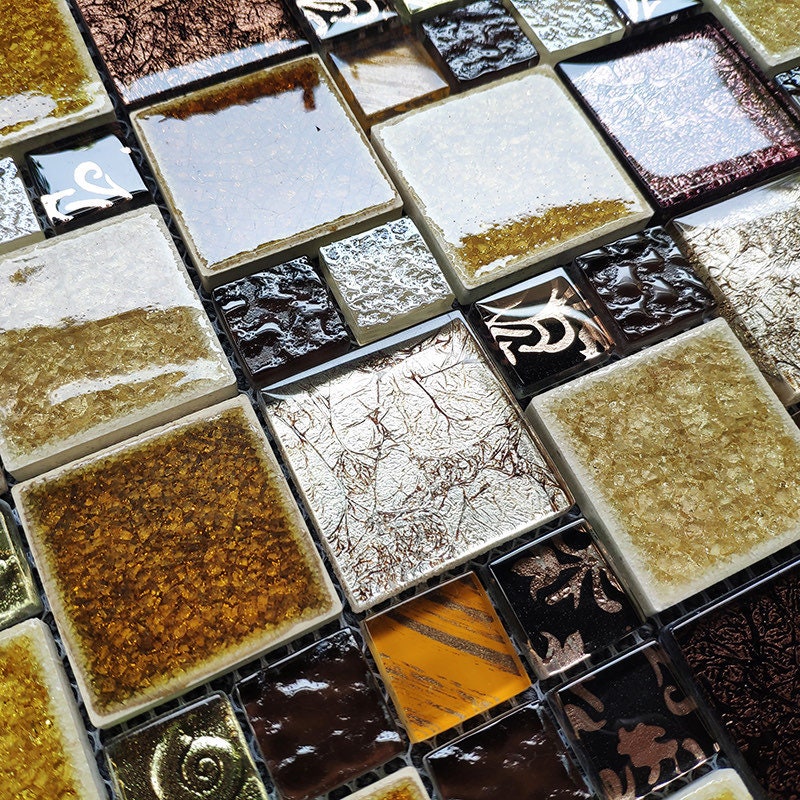 Crackle Porcelain Ceramic Mosaic Tile Backsplash Kitchen Etsy