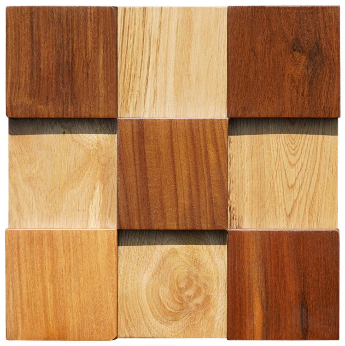 11 PCS Natural Solid Wood Tile Backsplash 3D Pattern Panel Etsy