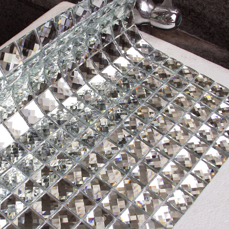 150 Pieces, Silver Glass Mirror Tiles, Diamond Shape, Size 1 X 2 Cm, 2 Mm  Thickness, Art & Craft 
