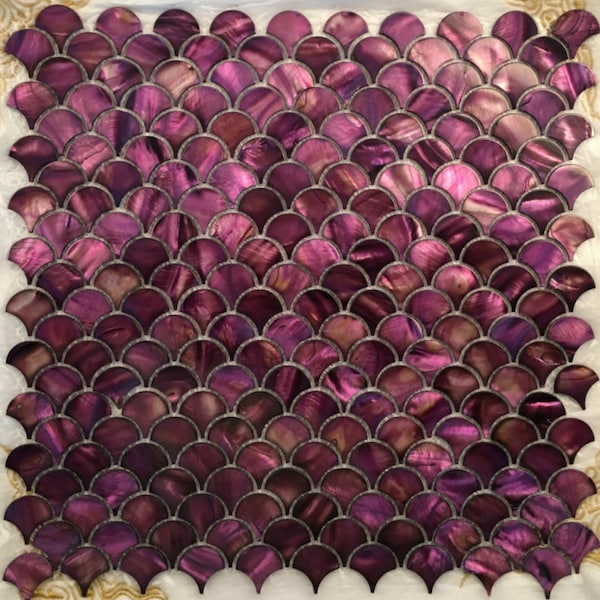 55 PCS 2mm Thickness Dying Purple Fish Scale Mother Of Pearl Shell Mosaic Kitchen Backsplash Bathroom Wall Tile MOPSL072
