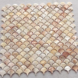 Handmade Mermaid Fish Scale Shell Mosaic Natural White Mother of Pearl Backsplash Tile MOP191