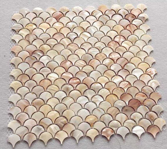 Fish Scale Shell Mosaic Tile Natural White Mother of Pearl Etsy