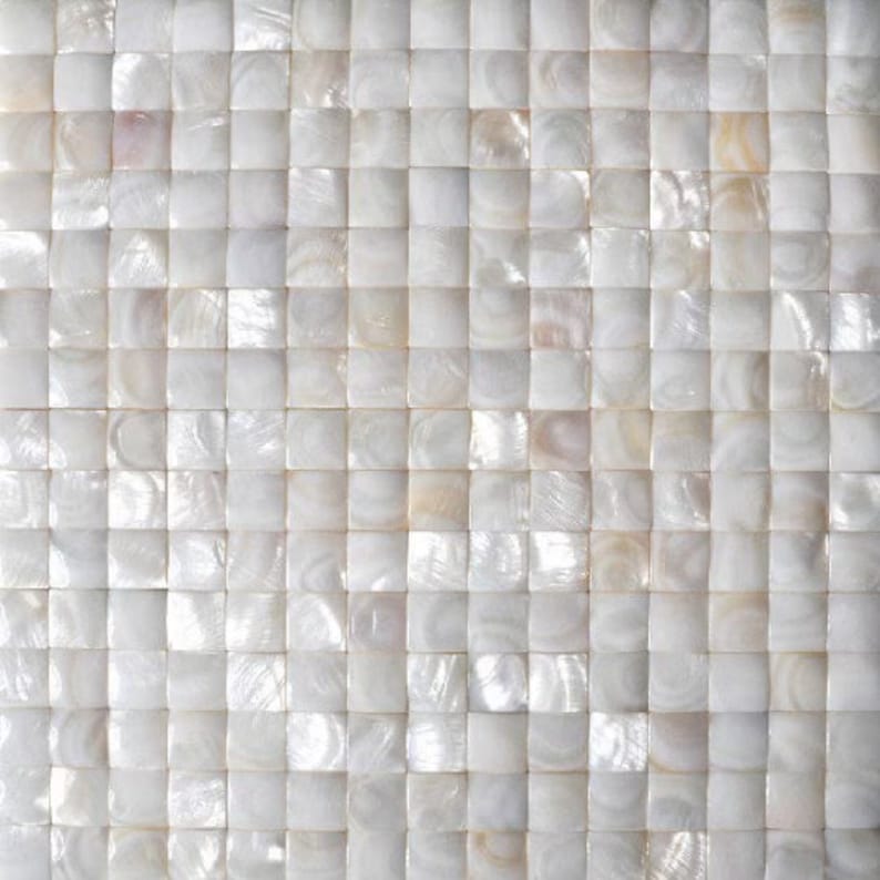 Handmade White Moher of Pearl Mosaic MOP023 3D Sea Shell Kitchen Bathroom Decor Tiles image 1