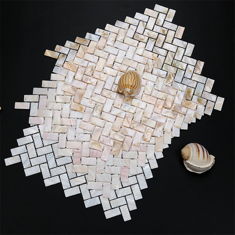 2mm Thickness Herringbone Natural Mother of Pearl Shell Tile Etsy