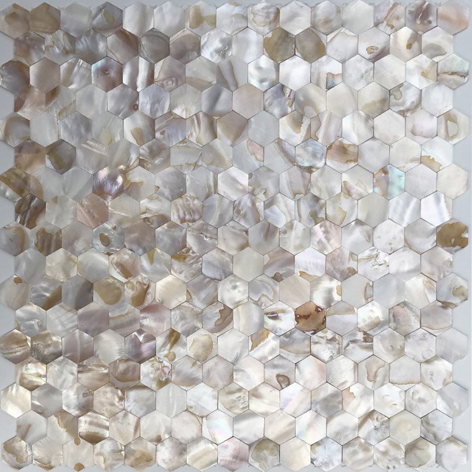 Seamless Mother of Pearl Tile Backsplash MOP19029 Fresh Water Hexagon
