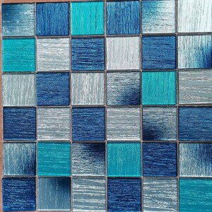 Navy Dark Light Blue Crystal Glass Mosaic For Kitchen Backsplash Bathroom Wall Swimming Pool Tile YUEXIN08