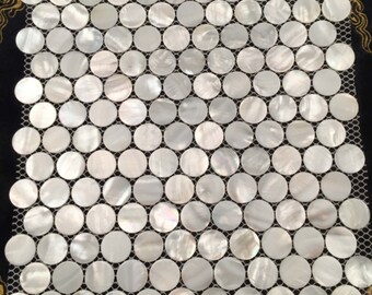 11 PCS 2mm Thickness Penny Round White Mother Of Pearl Shell Tile Backsplash Bathroom Seashell Mosaic MOPSL094