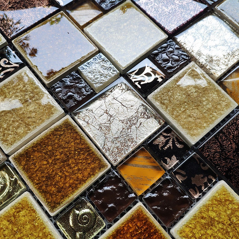 Crackle Porcelain Ceramic Mosaic Tile Backsplash Kitchen Etsy