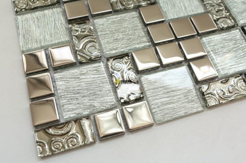 crystal white glass backsplash