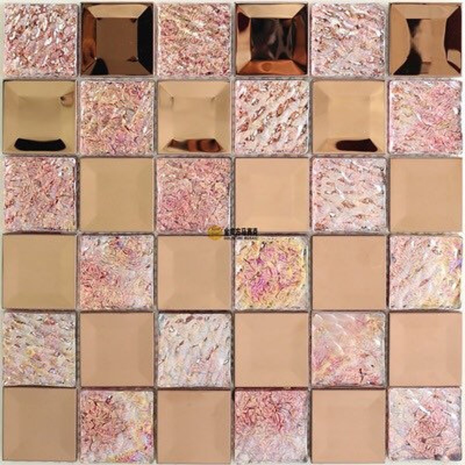 pink glass backsplash