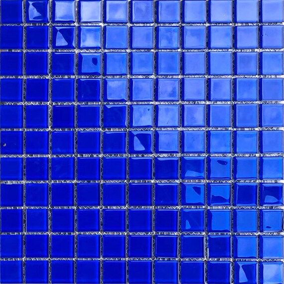 Crystal Dark Blue Glass Mosaic Kitchen Backsplash Tile Etsy