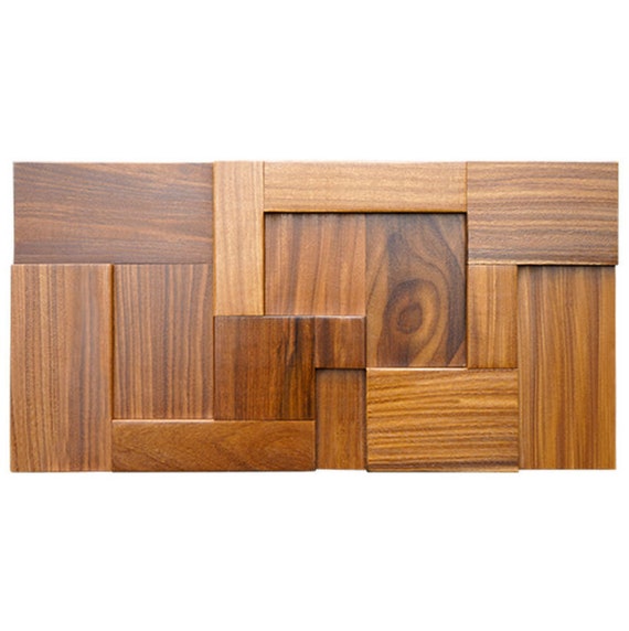 6 PCS Natural Teak Wood Mosaic Backsplash 3D Wooden Pattern Etsy