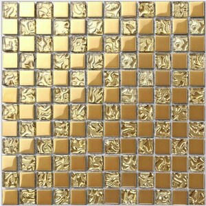 Electroplated gold glass mosaic kitchen backsplash tile CGMT1904 bathroom wall tiles