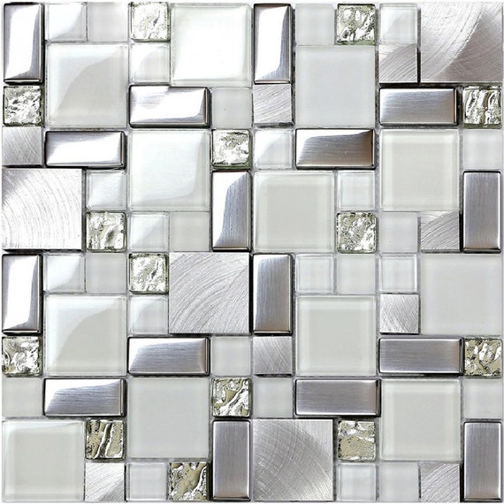 Mint Green and White Glossy and Matte Bubble Glass Mosaic Tiles for ...