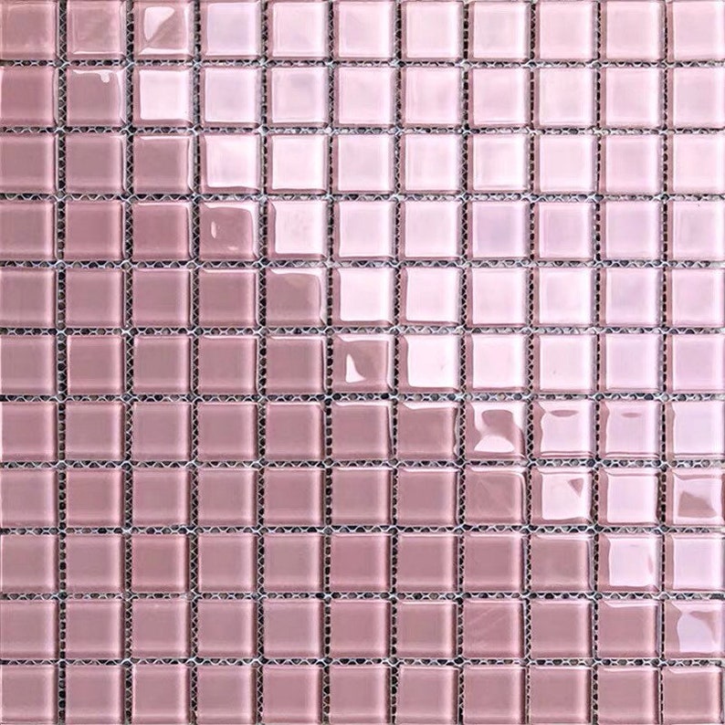 pink glass backsplash