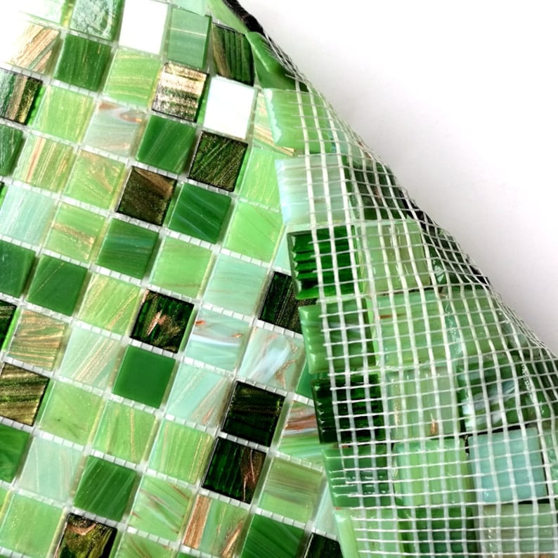 Stained Green Glass Mosaic Tile Backsplash CGMT017 Kitchen | Etsy
